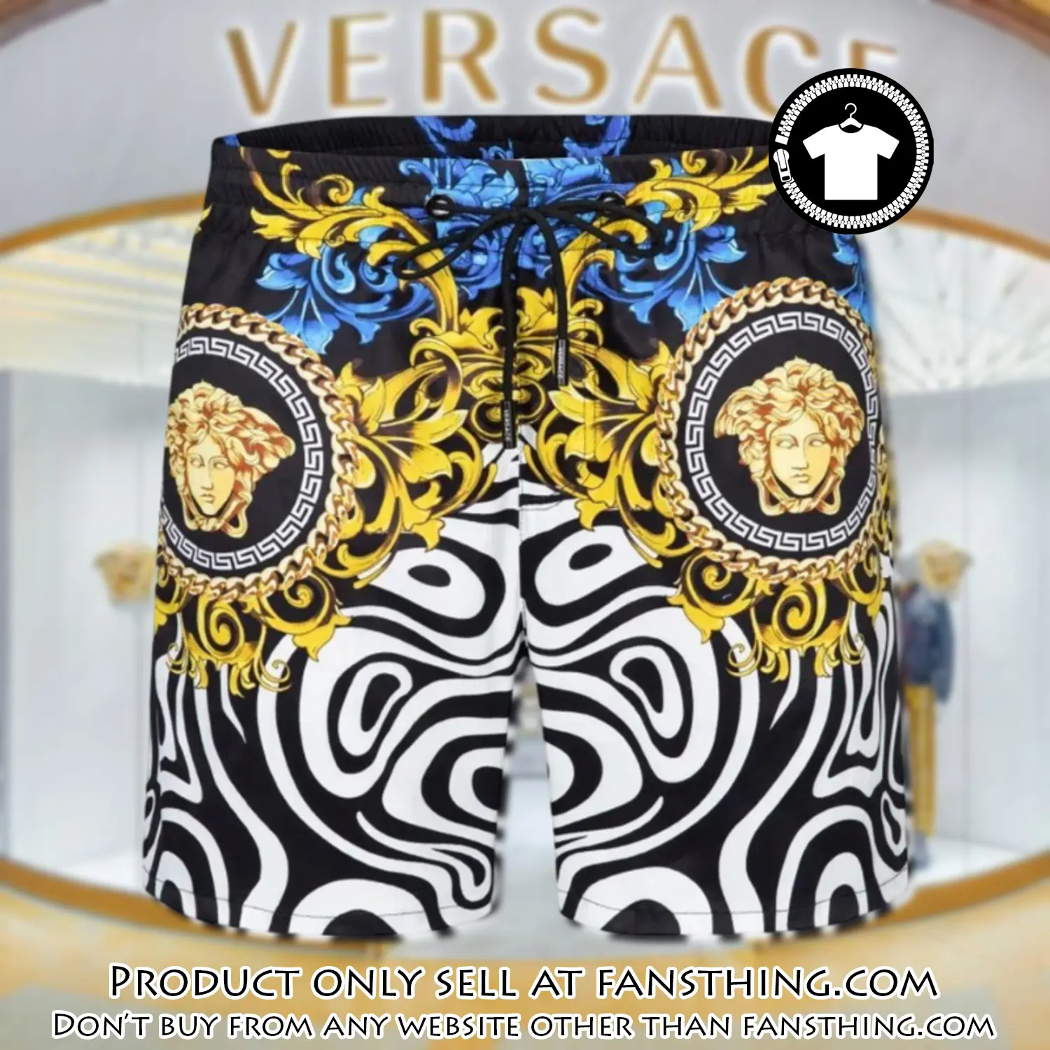 Versace new 3d luxury all over print shorts pants for men fst5708091